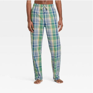 Goodfellow & Co Mens Poplin Pajama Pants Size L Blue/Green/Yellow Plaid New